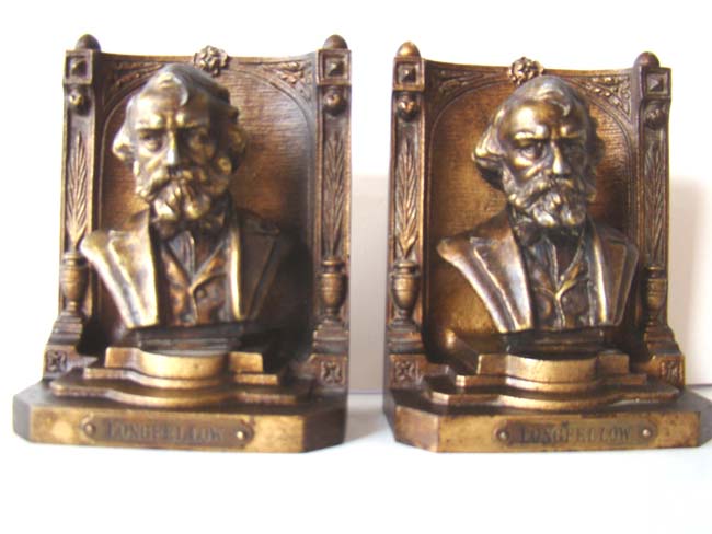 A pair of Antique Bookends by Bradley & Hubbard circa 1926 featuring the Bust of Longfellow — image 2
